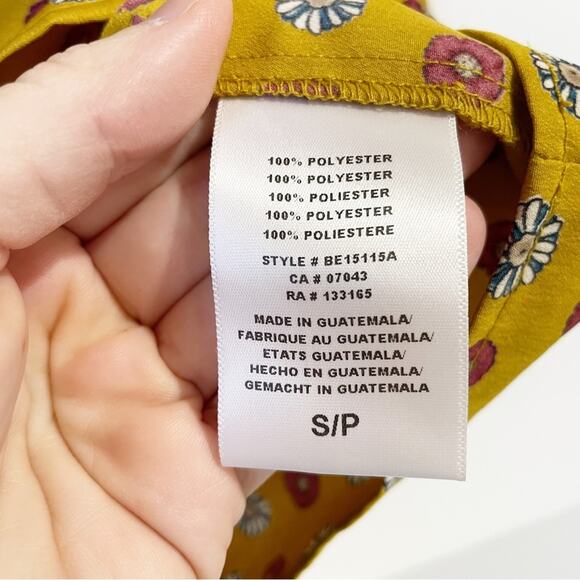 Anthropologie Eri + Ali Women Blouse Vintage Gold Floral Tiered Sleeve Loose Fit - Picture 3 of 4